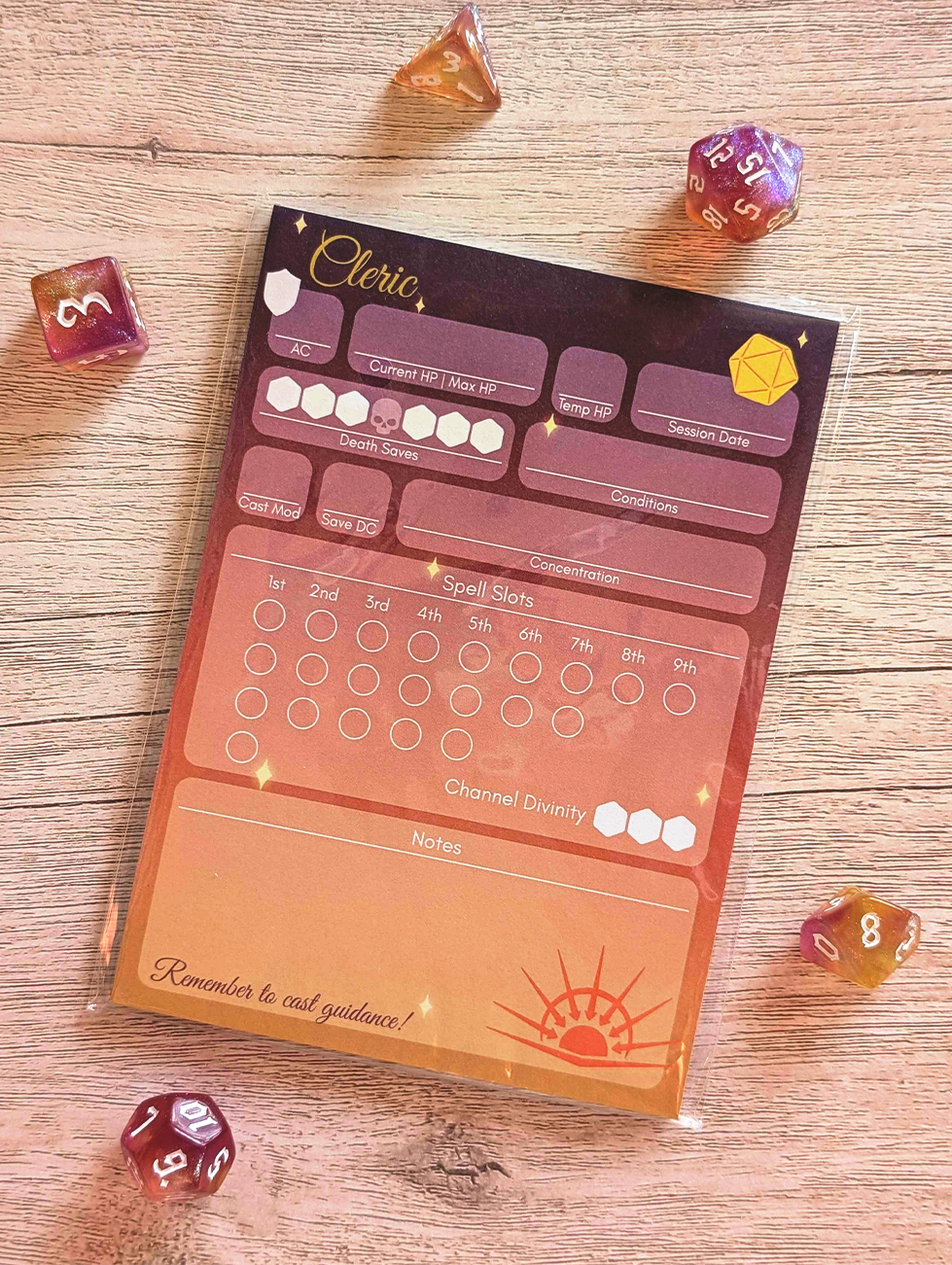 A6 D&D Character Sheet Sticky Post-it Note Pads