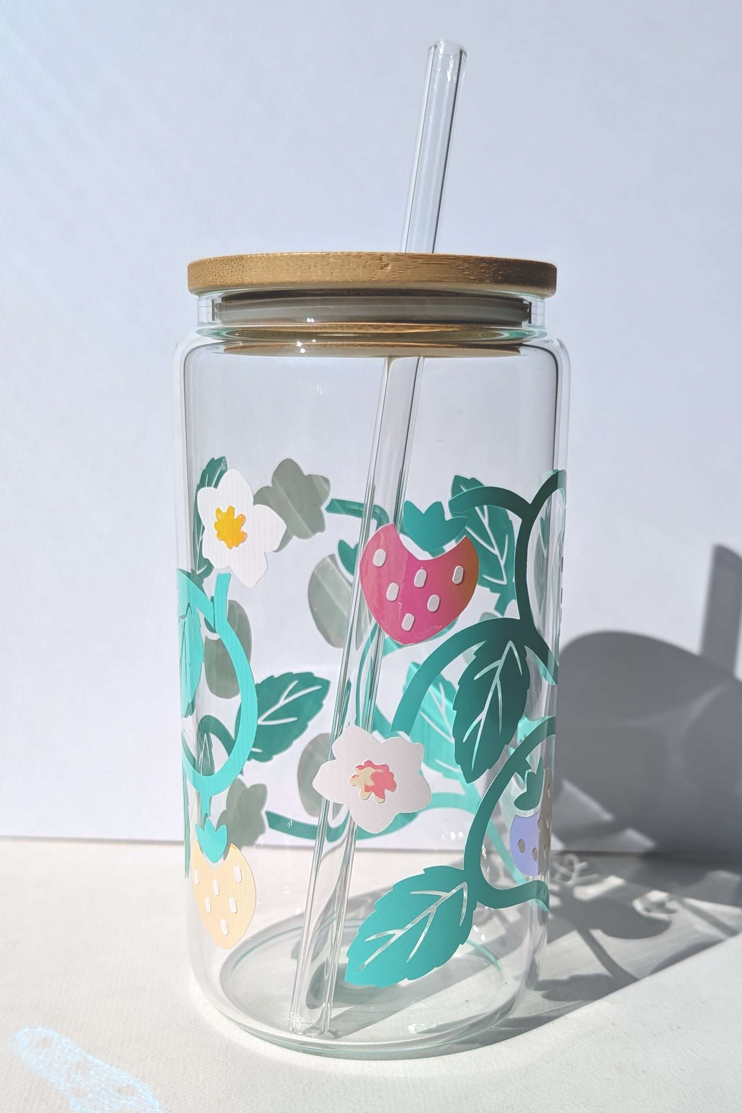 Teal Strawberry Bliss Glass Tumblers