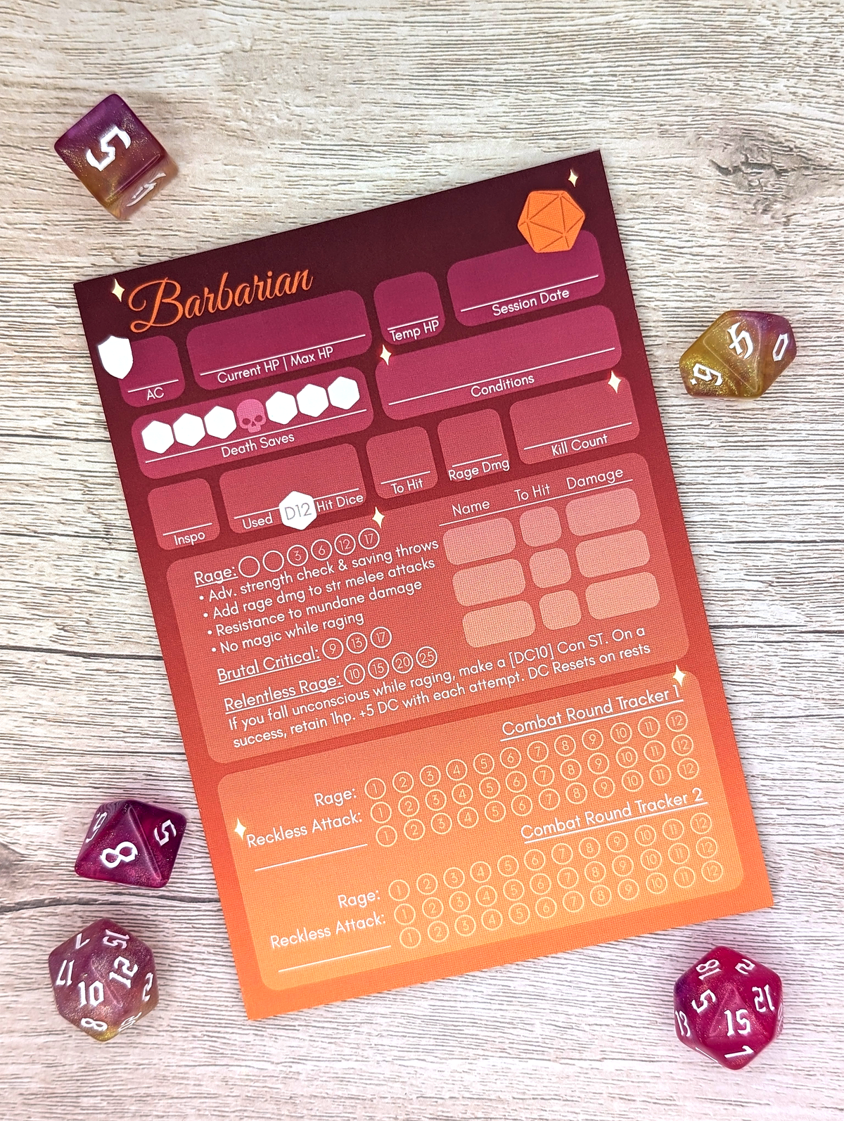 D&D 5e Character Sheet Notepads