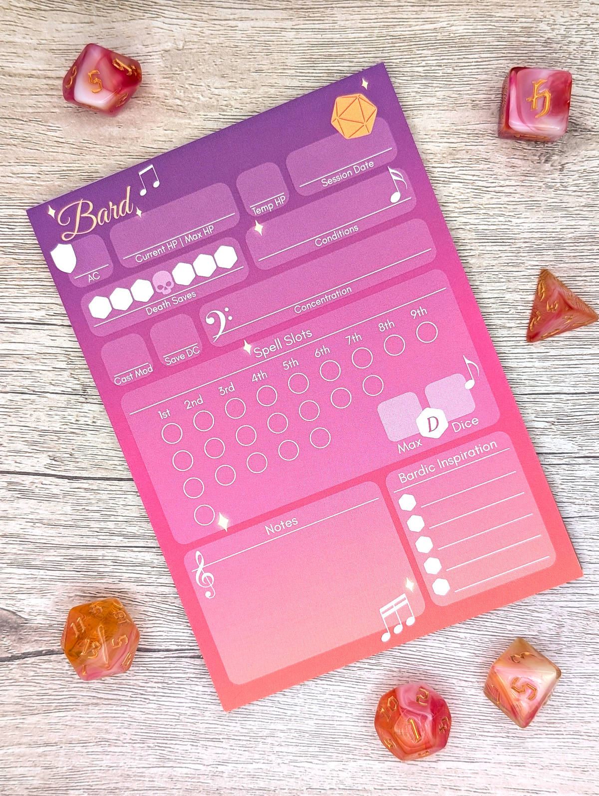 D&D 5e Character Sheet Notepads
