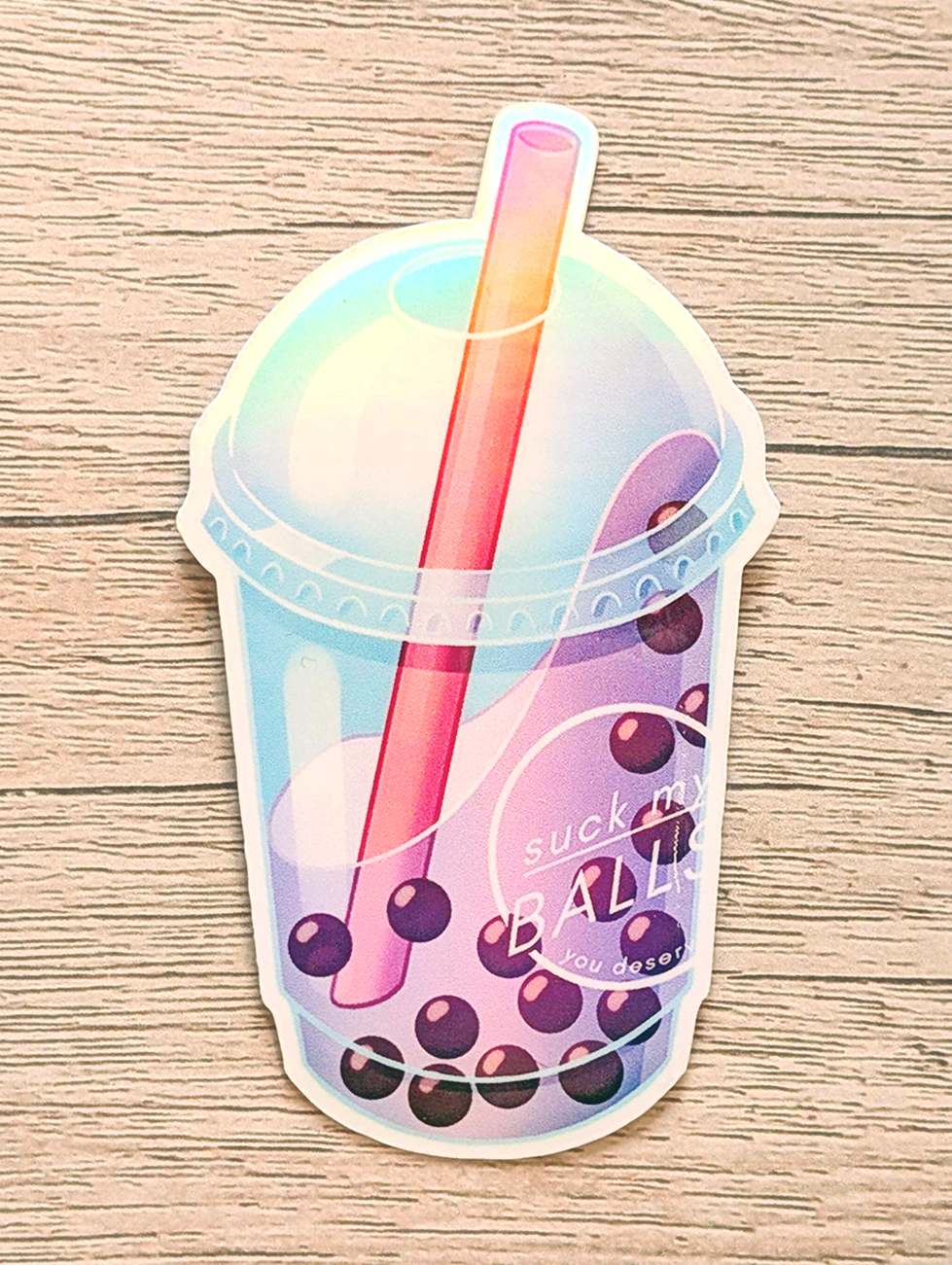Holo Bubble Tea Boba Vinyl Waterproof Die Cut Sticker
