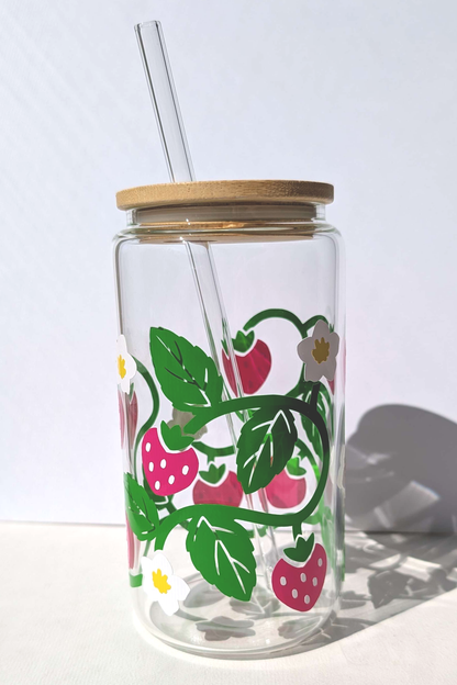 Green Strawberry Bliss  Glass Tumblers