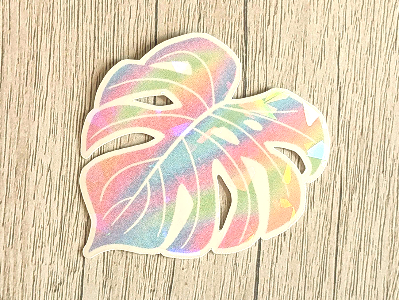 Holo Monstera Vinyl Waterproof Die Cut Sticker