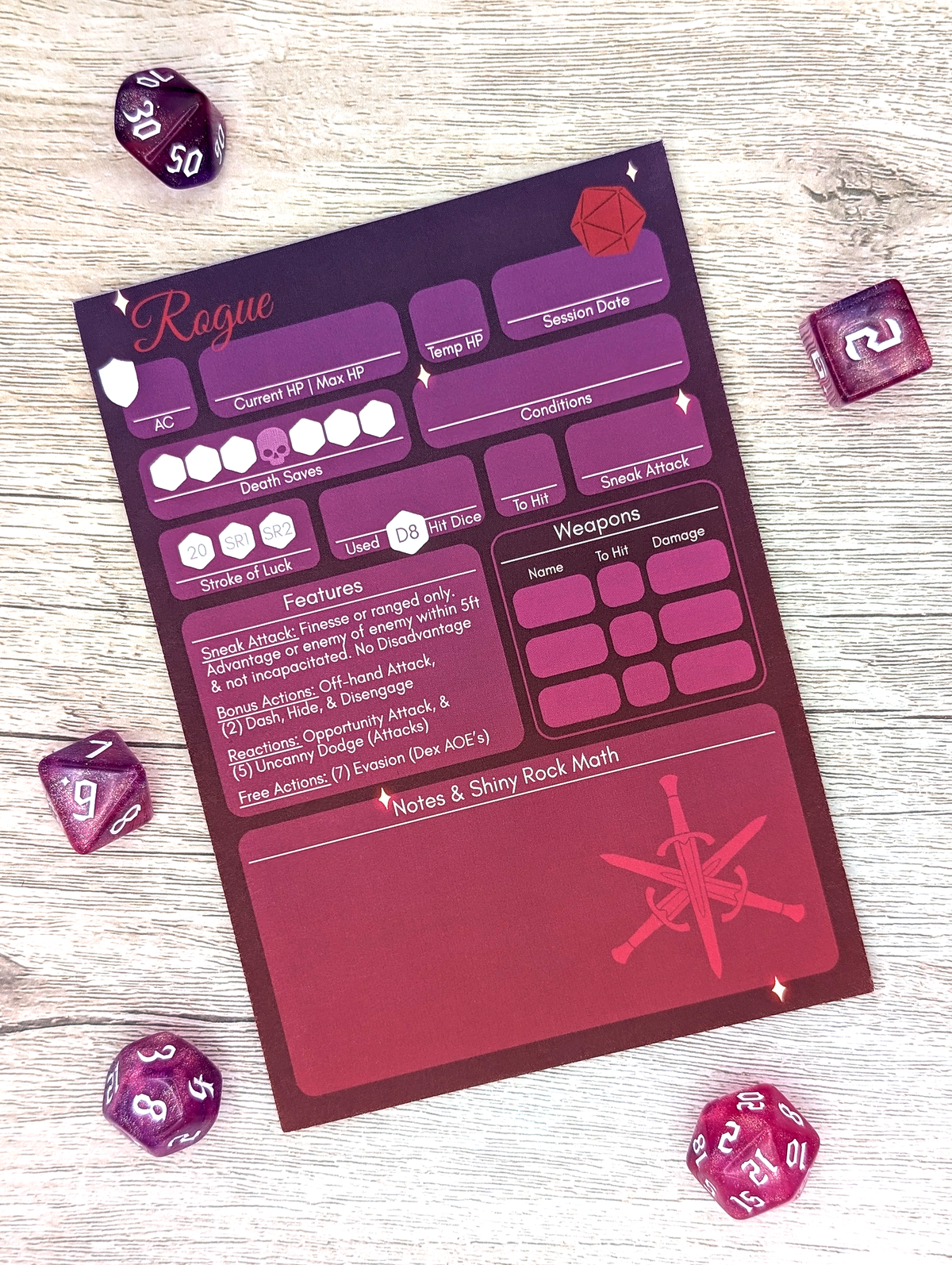 D&D 5e Character Sheet Notepads