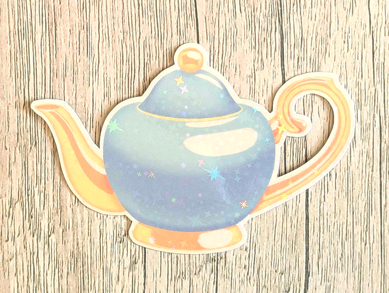 Holo Teapot Vinyl Waterproof Die Cut Sticker