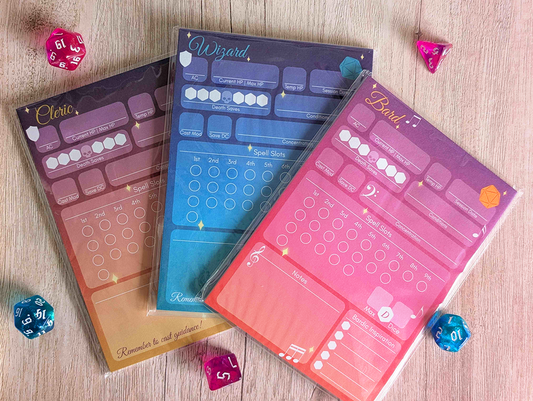 A6 D&D Character Sheet Sticky Post-it Note Pads