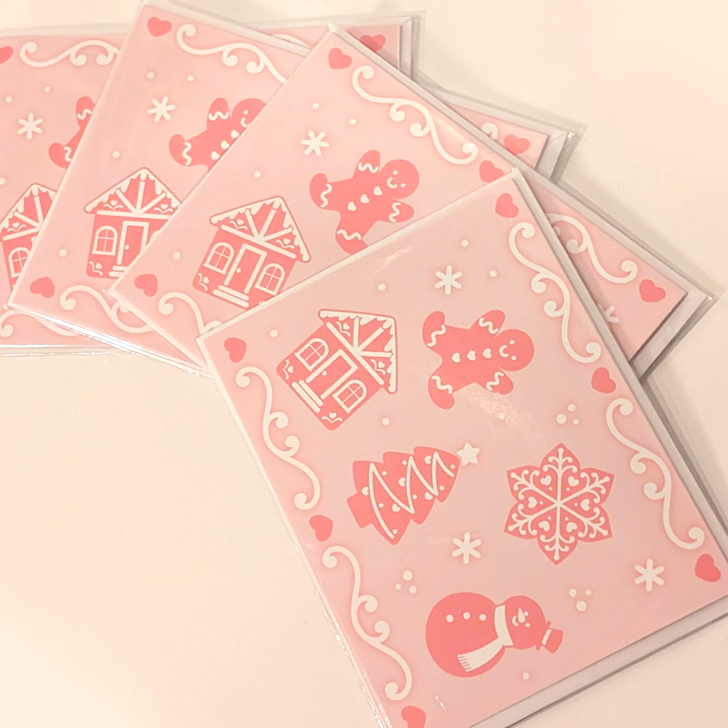 Pink Gingerbread Holiday Christmas Card