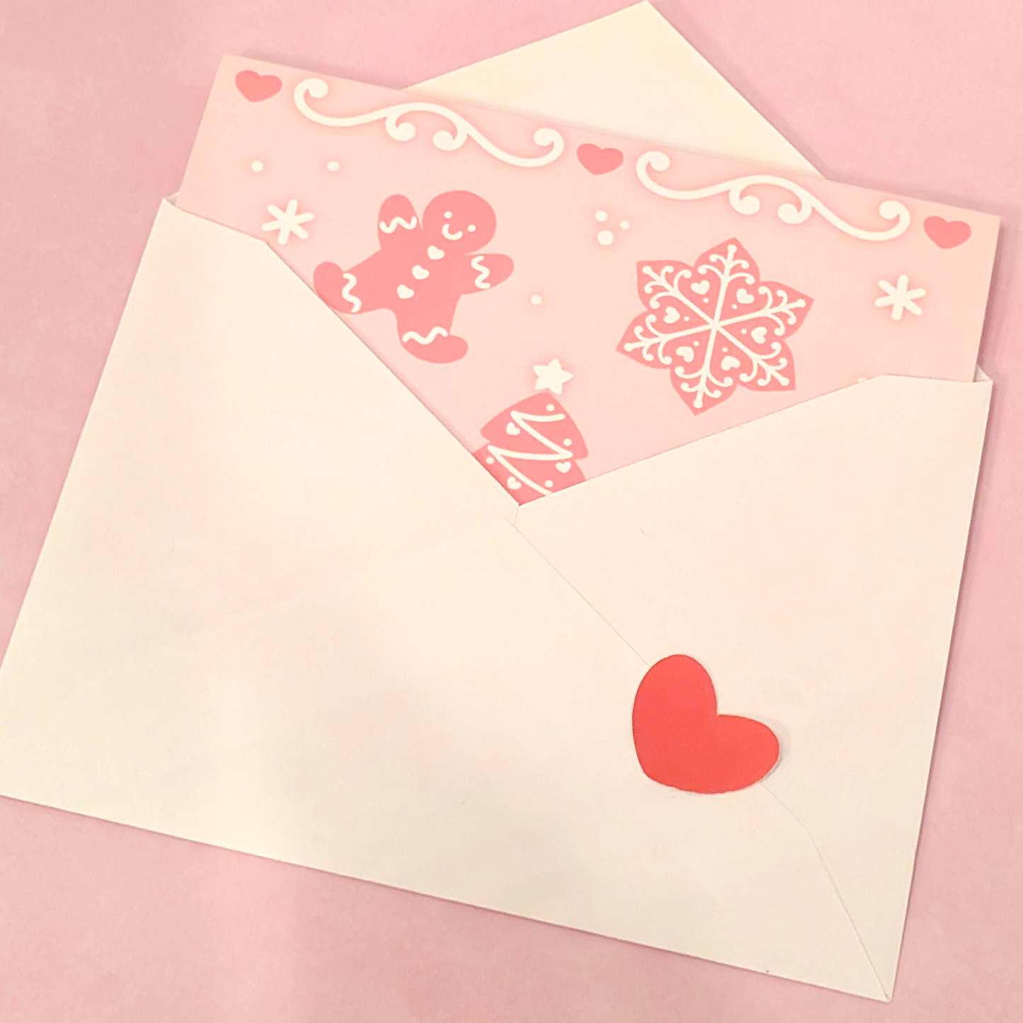 Pink Gingerbread Holiday Christmas Card