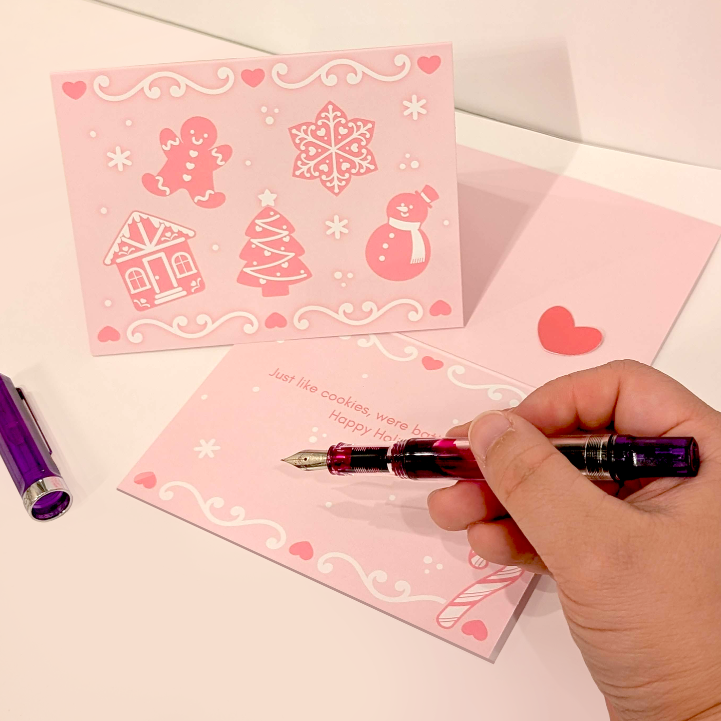 Pink Gingerbread Holiday Christmas Card