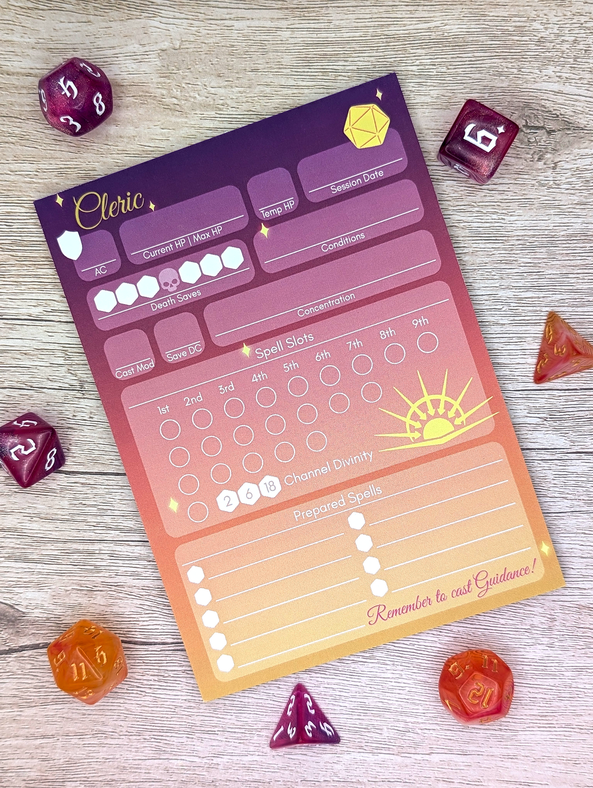 D&D 5e Character Sheet Notepads