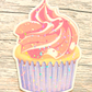 Holo Cupcake Vinyl Waterproof Die Cut Sticker