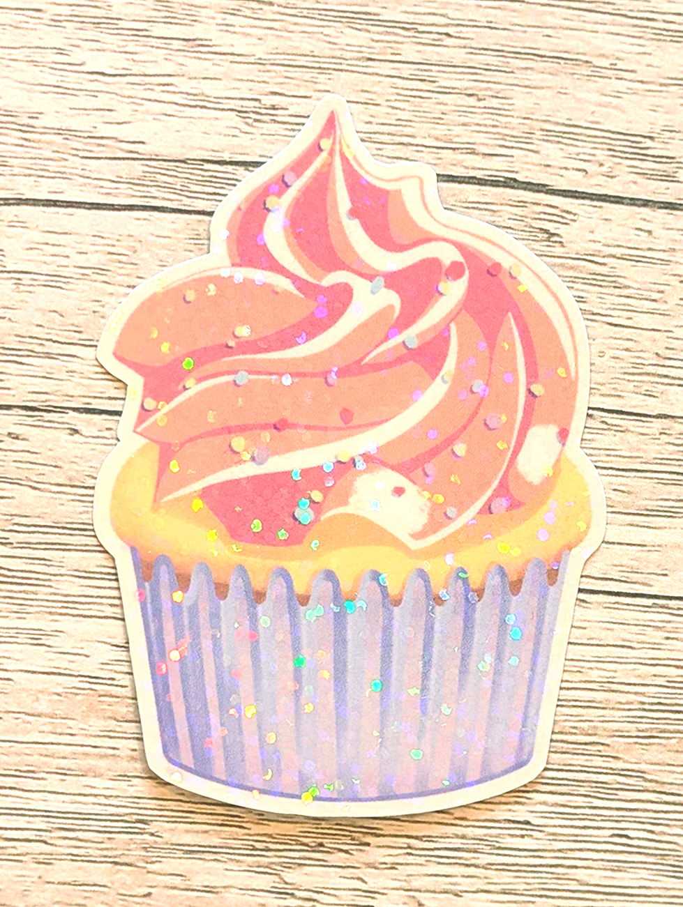 Holo Cupcake Vinyl Waterproof Die Cut Sticker