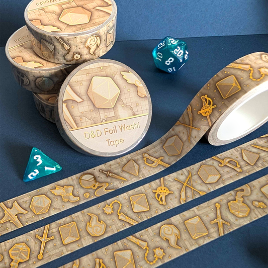 D&D & TTRPG Gold Foil Washi Tape