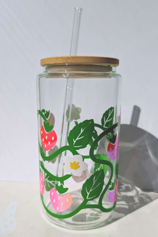 Green Strawberry Bliss  Glass Tumblers