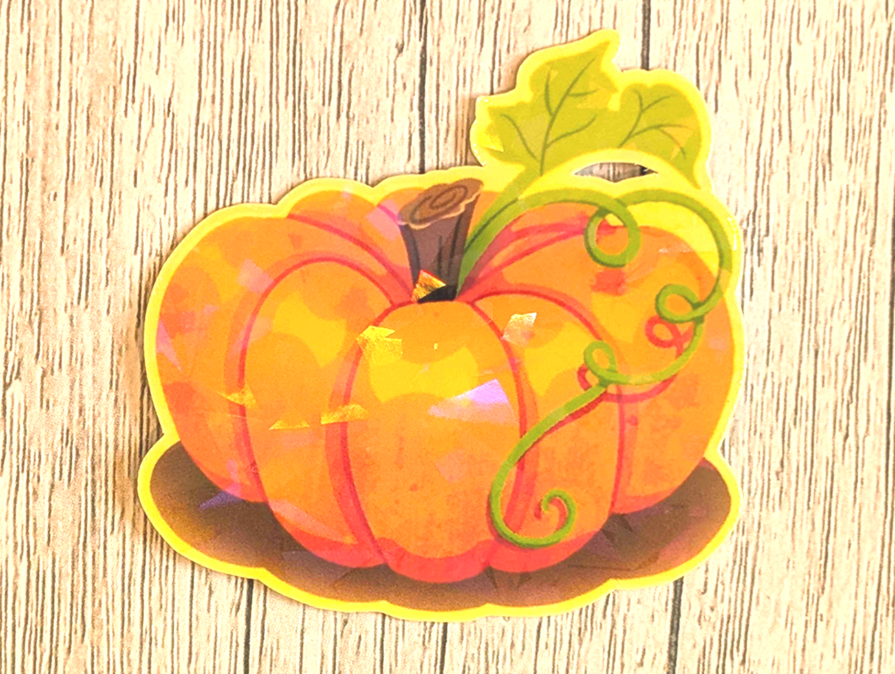 Holo Pumpkin Vinyl Waterproof Die Cut Sticker