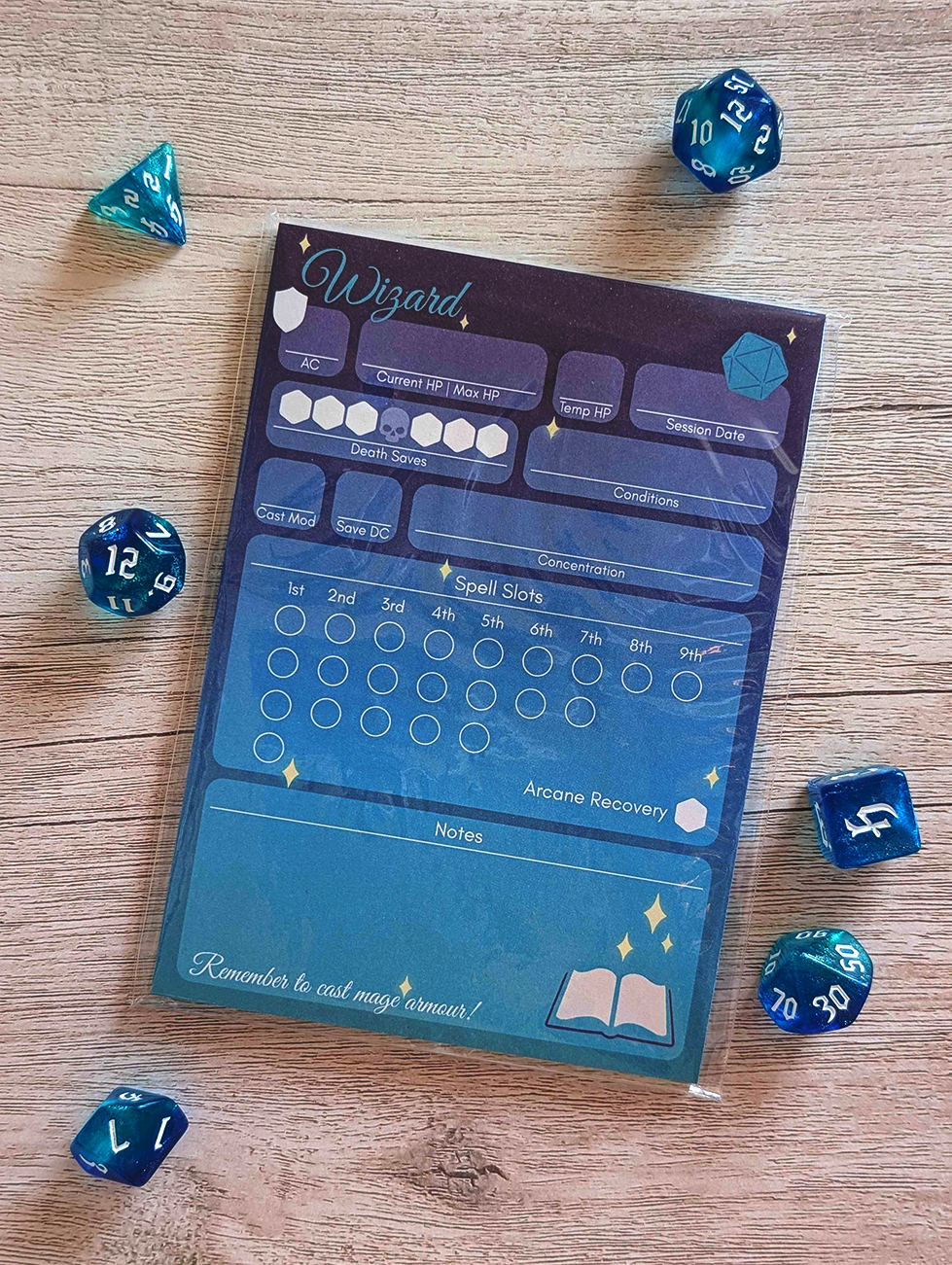A6 D&D Character Sheet Sticky Post-it Note Pads